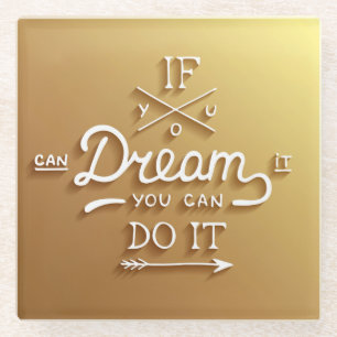 Posavasos De Vidrio El sueño inspira motiva