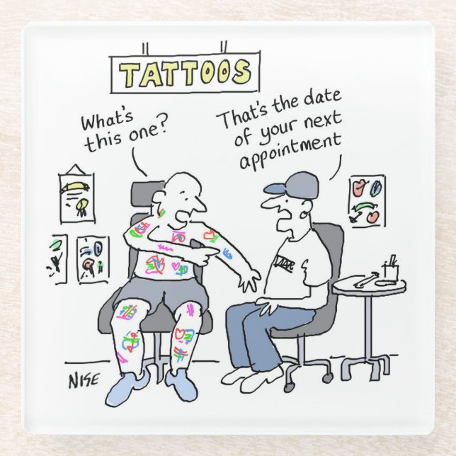 Posavasos De Vidrio El tema de los tatuajes divertidos (Anverso)