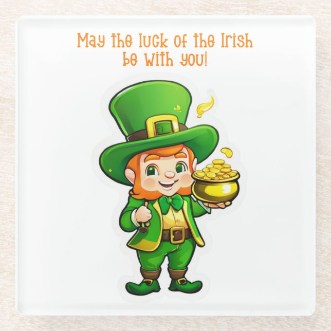 Posavasos De Vidrio El tesoro de Lucky Leprechaun (Anverso)