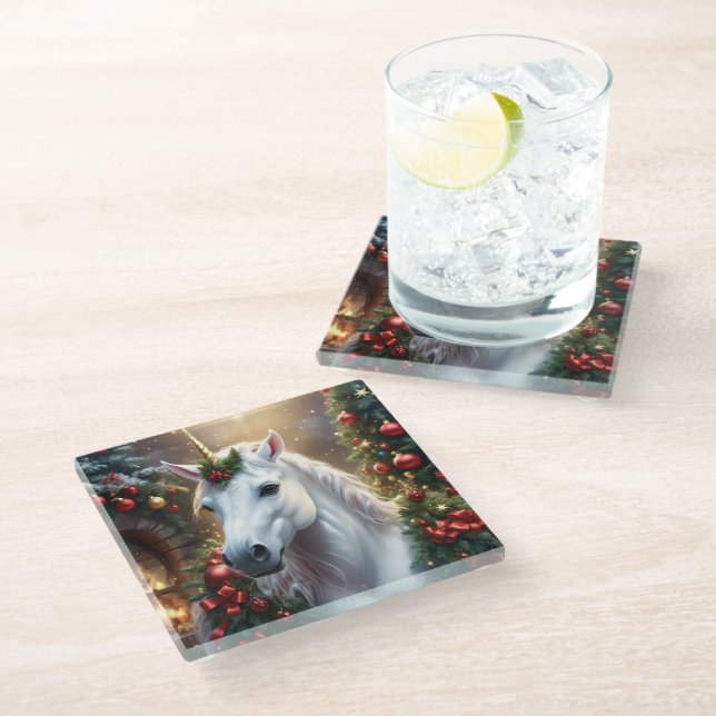 Posavasos De Vidrio “El Unicornio de Noel” (Angular)