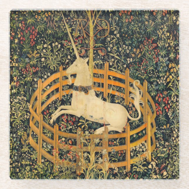 Posavasos De Vidrio El unicornio en cautiverio (Anverso)