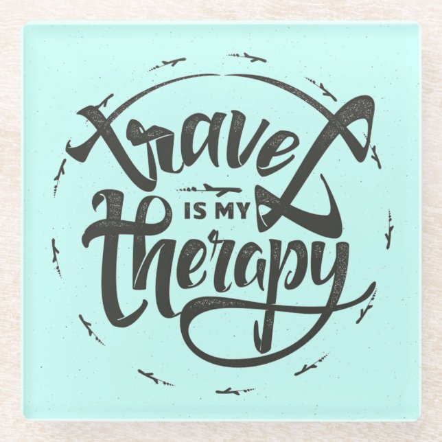 Posavasos De Vidrio El viaje es mi terapia (Anverso)