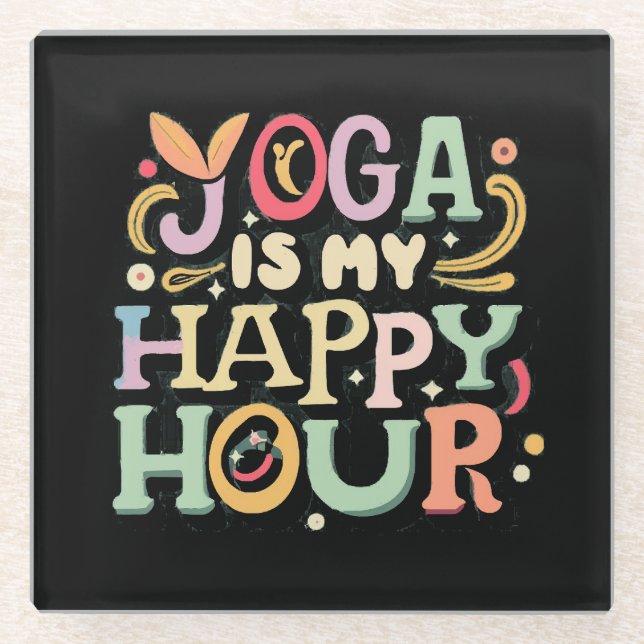 Posavasos De Vidrio El yoga es mi hora feliz (Anverso)