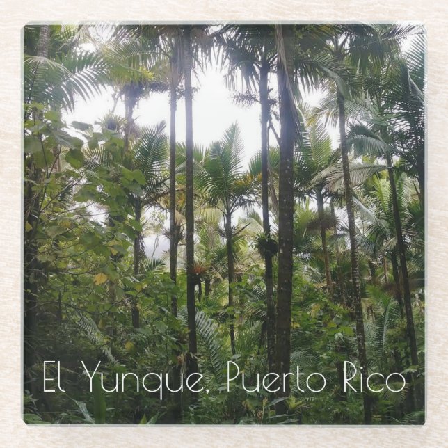 Posavasos De Vidrio El Yunque, montaña rusa de Puerto Rico (Anverso)