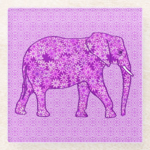 Posavasos De Vidrio elefante de flores - ametismo morado