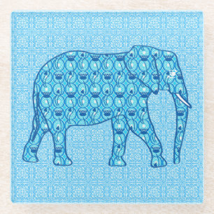 Posavasos De Vidrio Elefante de flores de Lotus - turquesa
