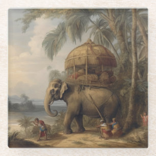 Posavasos De Vidrio Elefante Imperial y Howdah Real Vintage