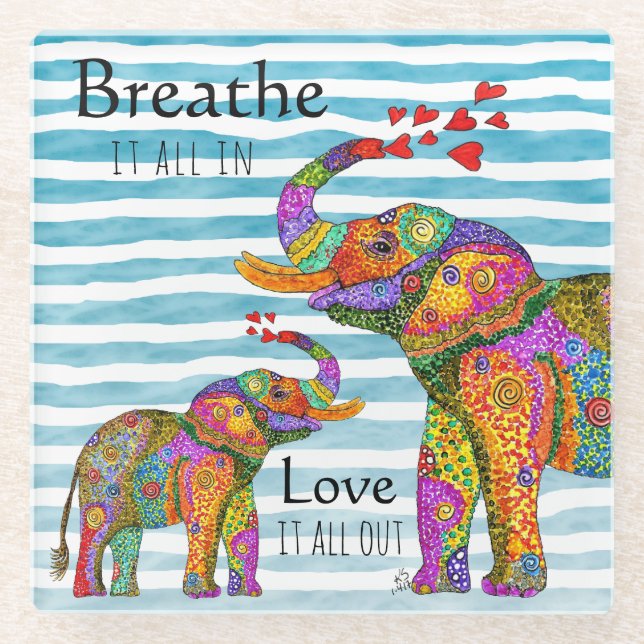 Posavasos De Vidrio Elefante moderno y elegante y toalla de cocina de  (Anverso)