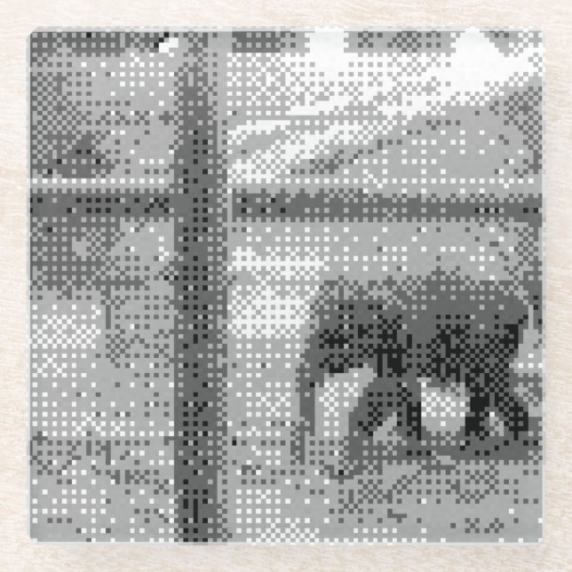 Posavasos De Vidrio elefante pixelado (Anverso)