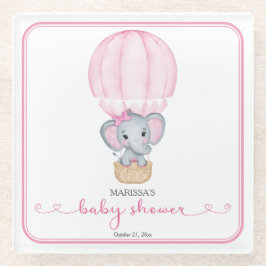 Posavasos De Vidrio Elefante Rosa Bebé Chica Ducha
