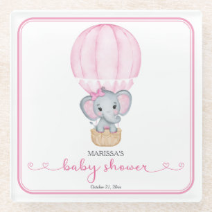 Posavasos De Vidrio Elefante Rosa Bebé Chica Ducha