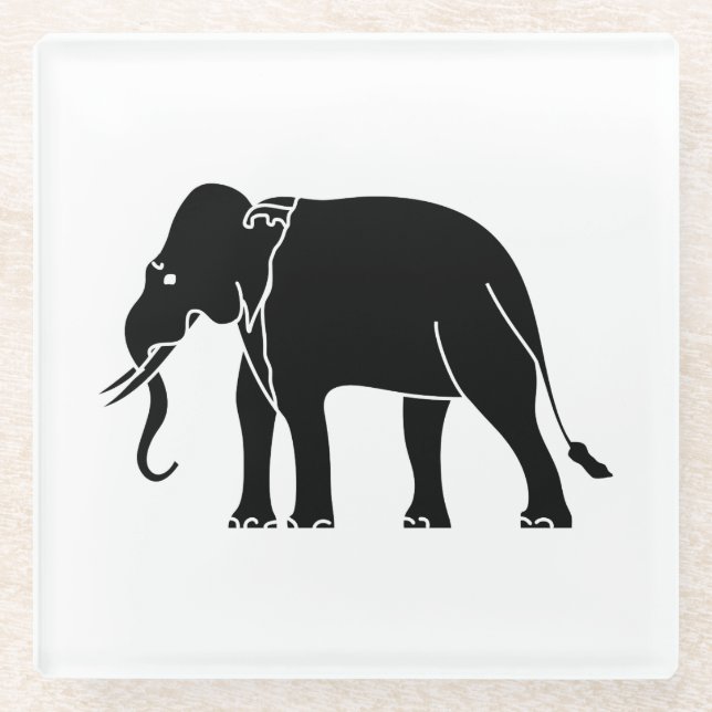 Posavasos De Vidrio Elefante siamés (Anverso)