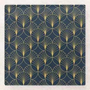 Posavasos De Vidrio Elegancia Art Deco: Motivos de fans
