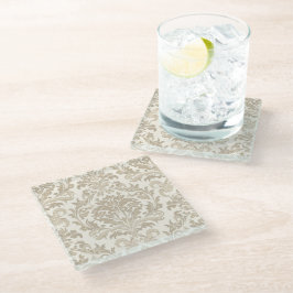 Posavasos De Vidrio Elegancia de Marfil Barroco Damasco Clásico Antigu