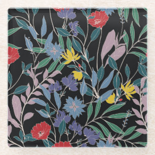 Posavasos De Vidrio Elegancia Floral: Fondo abstracto vintage