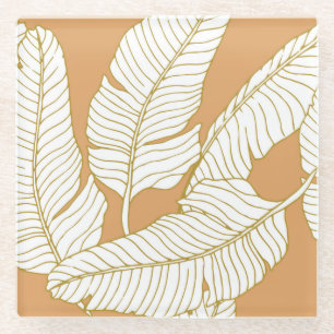 Posavasos De Vidrio Elegancia Floral: Fondo de Patrón Abstracto.