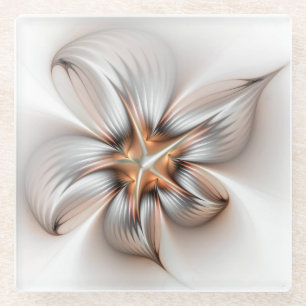 Posavasos De Vidrio Elegancia floral modernidad Resumen arte fractal