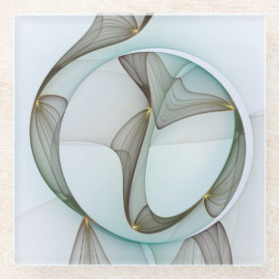 Posavasos De Vidrio Elegancia moderna abstracta turquesa marrón dorado