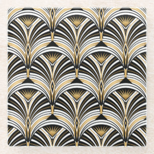 Posavasos De Vidrio Elegancia negra de oro en el Art Deco: 2000 ruidos