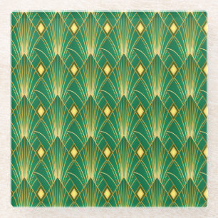 Posavasos De Vidrio Elegancia Oriental: Papel Tapiz Art Déco