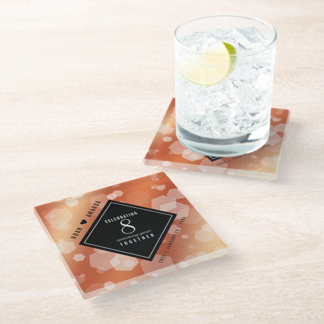 Posavasos De Vidrio Elegant 8th Bronze Wedding Anniversary Celebration (Angular)