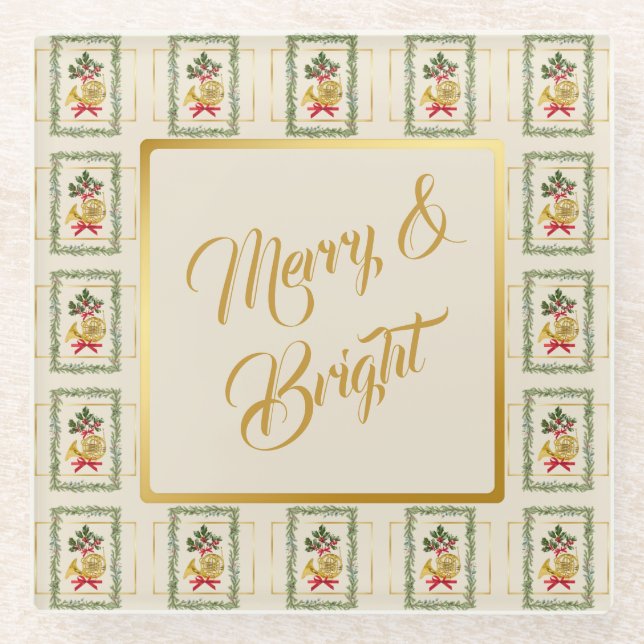 Posavasos De Vidrio Elegant French Horn Christmas Irish Cream (Anverso)