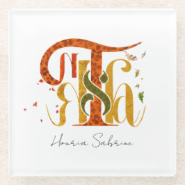 Posavasos De Vidrio Elegant Manuscript Thanks Autumn Fall Foliage