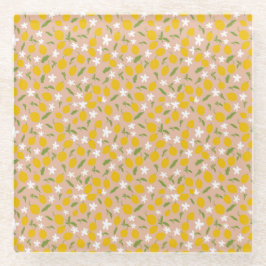 Posavasos De Vidrio Elegant  Sicilian Lemon Glass Coasters 