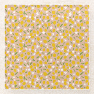 Posavasos De Vidrio Elegant Sicilian Lemon Glass Coasters