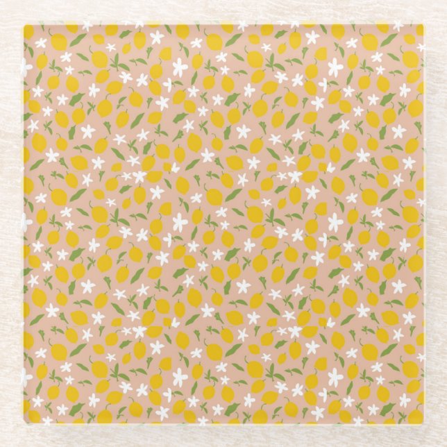 Posavasos De Vidrio Elegant  Sicilian Lemon Glass Coasters  (Anverso)