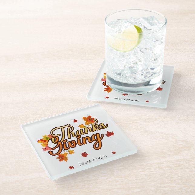 Posavasos De Vidrio Elegant Thanksgiving foliage autumn fall  (Angular)