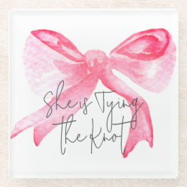 Posavasos De Vidrio Elegante atando la ducha de novias Knot Pink Bow