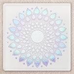 Posavasos De Vidrio Elegante Blue Floral Lotus Mandala<br><div class="desc">Diseño artístico único con Relieve metalizado falso lotus mandala. Gran diseño para un trabajador de energía,  asesor técnico de vida y más.</div>