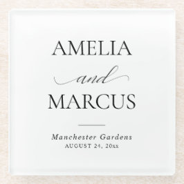Posavasos De Vidrio Elegante Caligrafía de Letra Clásica Boda