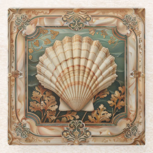 Posavasos De Vidrio Elegante Decoración Art Nouveau De La Concha