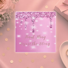 Posavasos De Vidrio Elegante Despedida de Soltera con Brillo Rosa Bril