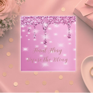 Posavasos De Vidrio Elegante Despedida de Soltera con Brillo Rosa Fuer