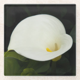 Posavasos De Vidrio Elegante Floral de Calla Blanca Lily Bloom