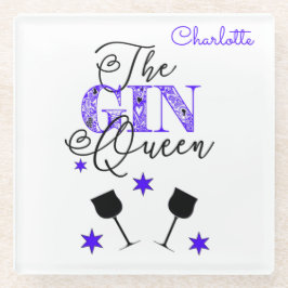 Posavasos De Vidrio Elegante Gin Queen White