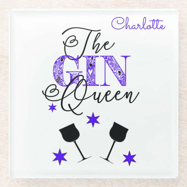 Posavasos De Vidrio Elegante Gin Queen White (Anverso)