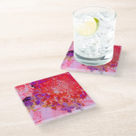 Posavasos De Vidrio Elegante Hortensia Limelight Púrpura y Naranja
