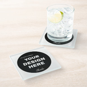 Posavasos De Vidrio Elegante, minimalista y elegante logotipo de códig