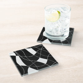 Posavasos De Vidrio Elegante patrón abstracto en negro y blanco