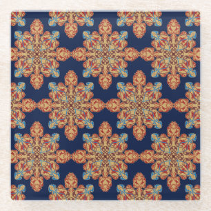 Posavasos De Vidrio Elegante patrón floral multicolor