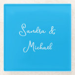 Posavasos De Vidrio Elegante Personalizado personalizado azul de Azure<br><div class="desc">El azul Azure es uno de los colores más llamativos y llamativos de la historia. ¿Por qué no reflejar tu propia personalidad y gusto a otros con esta plantilla diseñada de forma única?</div>