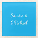 Posavasos De Vidrio Elegante Personalizado personalizado azul de Azure<br><div class="desc">El azul Azure es uno de los colores más llamativos y llamativos de la historia. ¿Por qué no reflejar tu propia personalidad y gusto a otros con esta plantilla diseñada de forma única?</div>