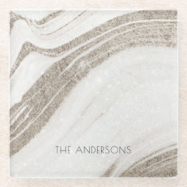 Posavasos De Vidrio Elegante Resumen Alarma de Mármol de Oro Pálido