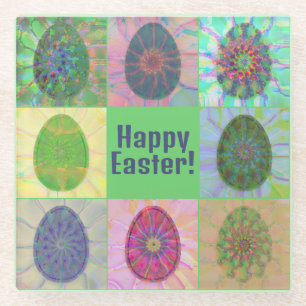 Posavasos De Vidrio Elegante Resumen Collage de huevos de colores deco