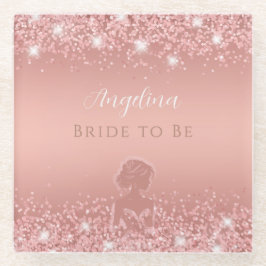 Posavasos De Vidrio Elegante Rosa Gold Luxe Shimmer Bridal Shower