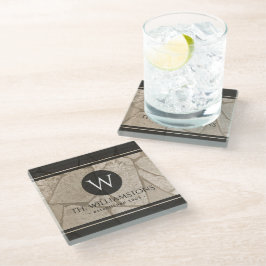 Posavasos De Vidrio Elegante Sepia Tedones Crackeados